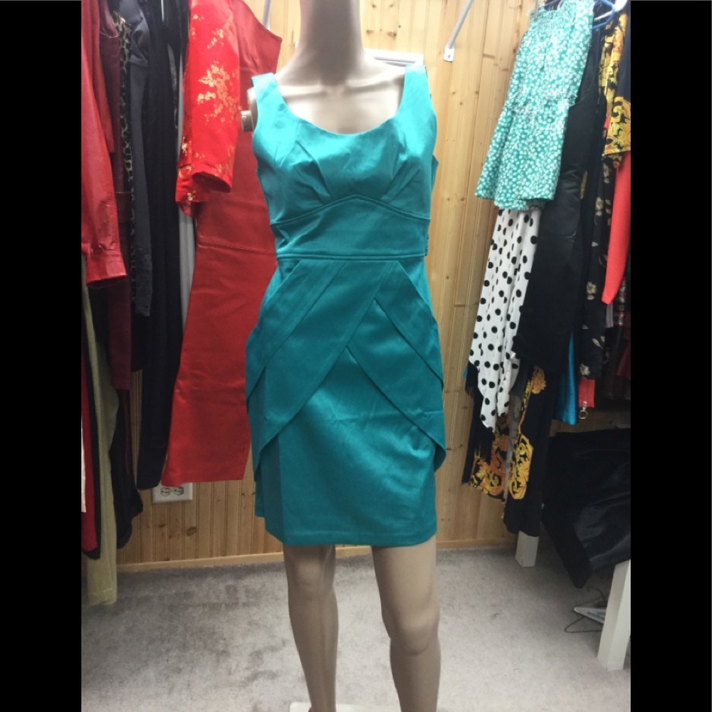 Green satin mini dress 8